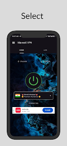 اسکرین‌شات اتصال فعال MavenX VPN در اندروید که وضعیت اتصال امن و تونل رمزگذاری شده فیلترشکن را نمایش می‌دهد