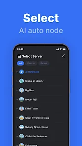 نمودار اینفوگرافیک مفهوم فنی AI Auto Node در فیلترشکن جامپ جامپ؛ نشاندهنده نحوه مسیریابی هوشمند ترافیک بین سرورهای مختلف بر اساس پینگ و پهنای باند لحظهای اپراتور